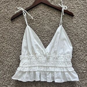 Elegant White Ruffled Camisole Top